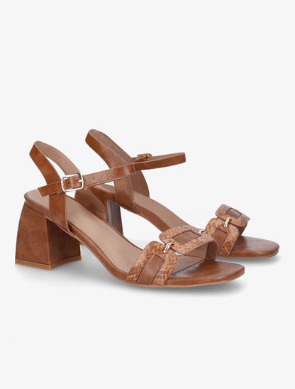 Sandales en simili effet python - Camel - 4
