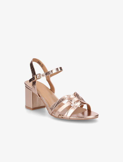Sandales en simili effet croco - Rose gold - 2