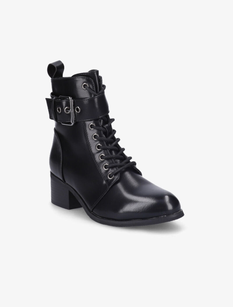 Bottines à sangle à boucle carrée - Noir - 2
