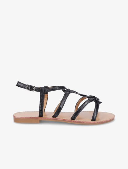 Nu-pieds tressés en simili - Noir - 1