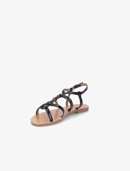 Nu-pieds tressés en simili - Noir - 3