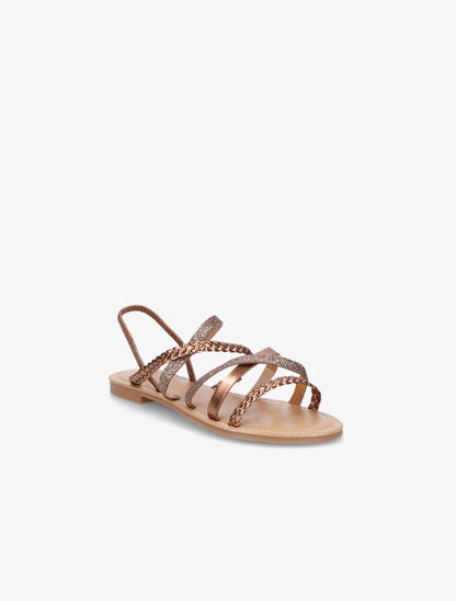 Nu-pieds à multibrides et contrefort élastiqué - Marron - 2