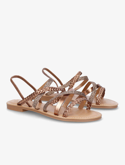 Nu-pieds à multibrides et contrefort élastiqué - Marron - 4