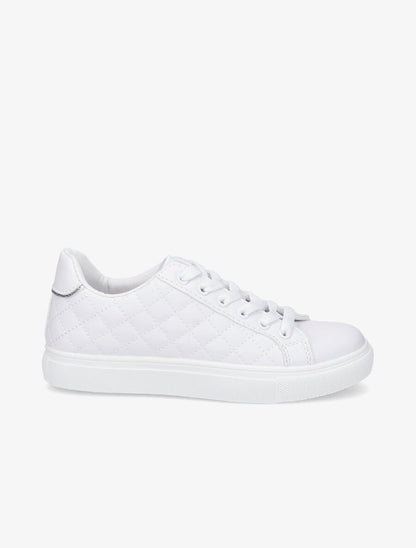 Sneakers en simili matelassés - Blanc - 1