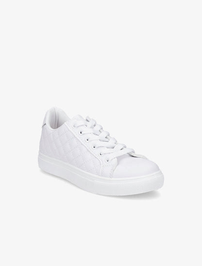 Sneakers en simili matelassés - Blanc - 2