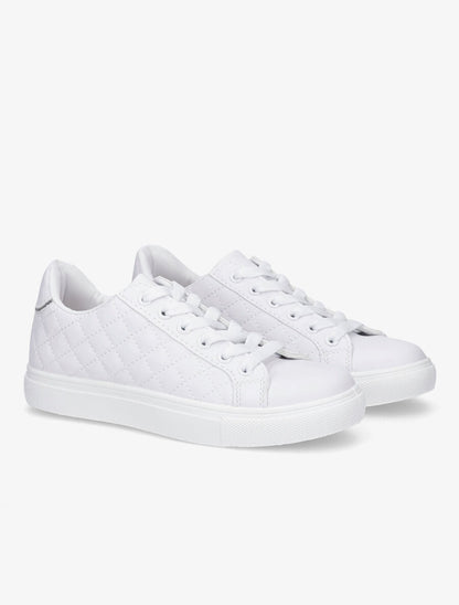 Sneakers en simili matelassés - Blanc - 4