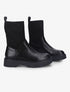 Bottines en simili et tissu côtelé élastiqué - Noir - 1