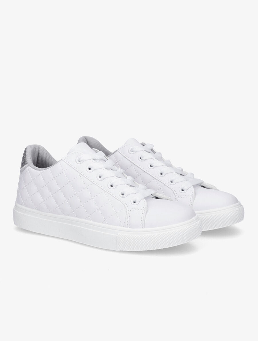 Sneakers en simili matelassés - Argent - 4