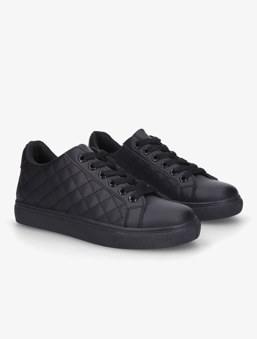 Sneakers en simili matelassés - Noir - 4