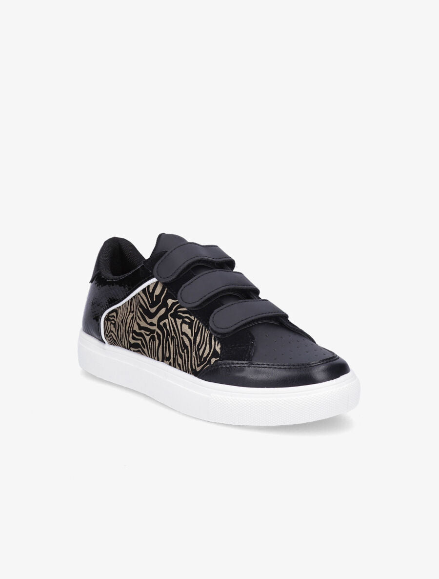 Sneakers bi-matière à imprimé zébré - Noir - 2