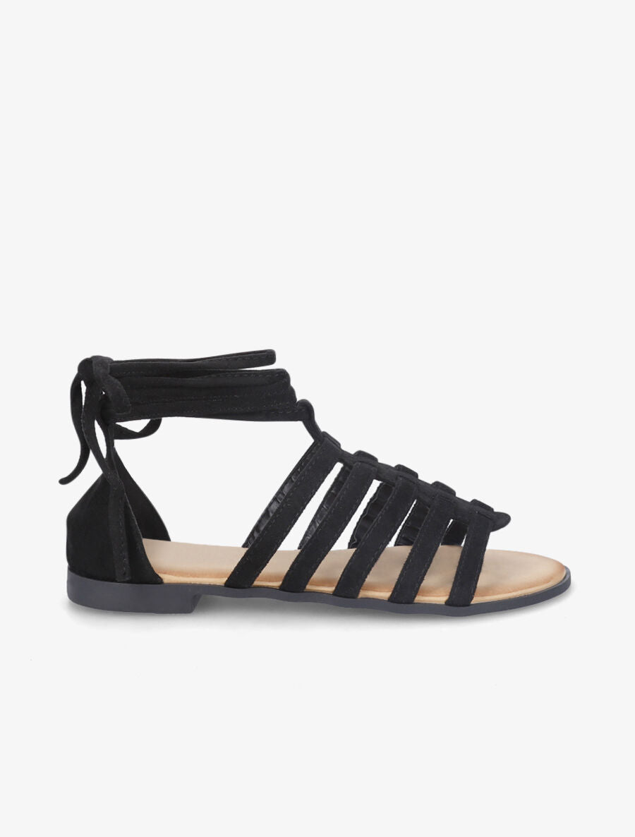 Nu-pieds en suédine à lanières - Noir - 2