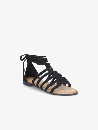 Nu-pieds en suédine à lanières - Noir - 3