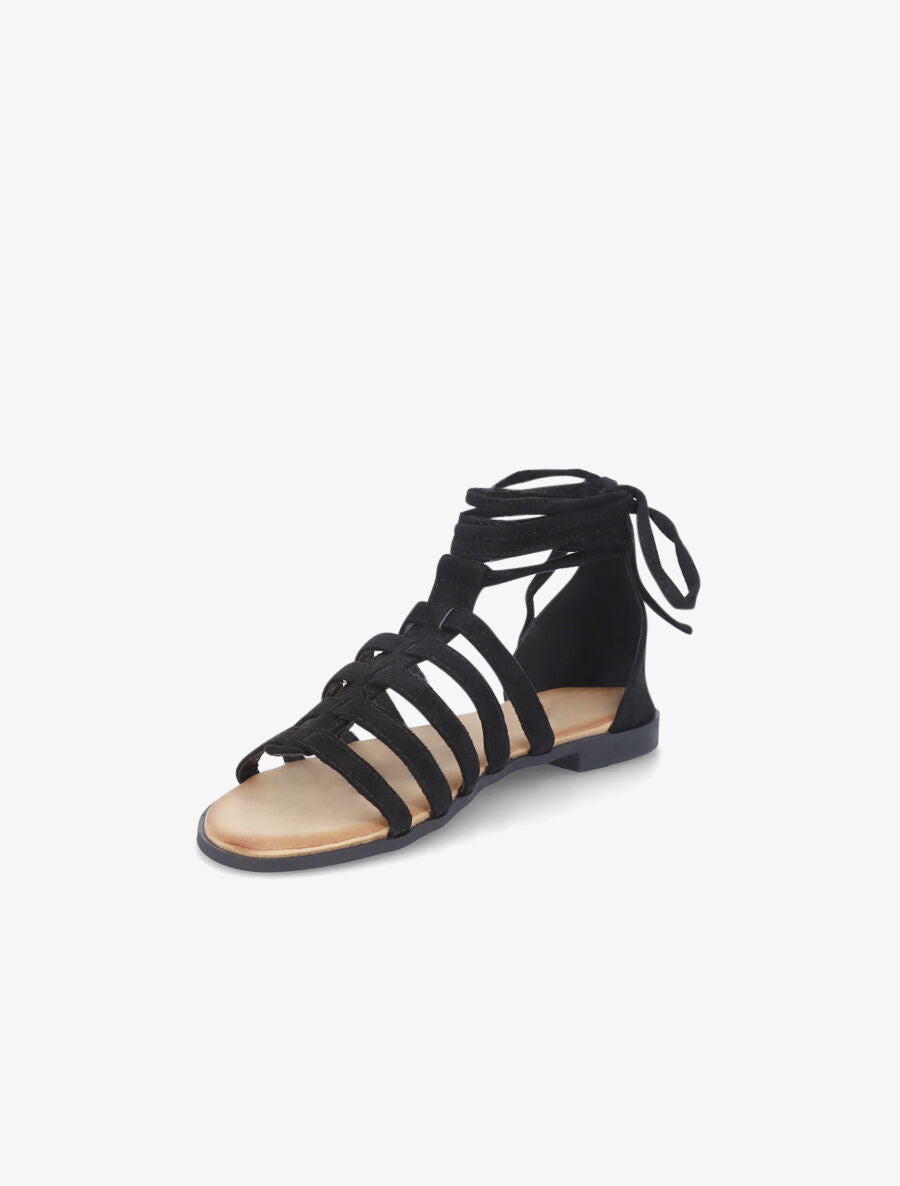 Nu-pieds en suédine à lanières - Noir - 4