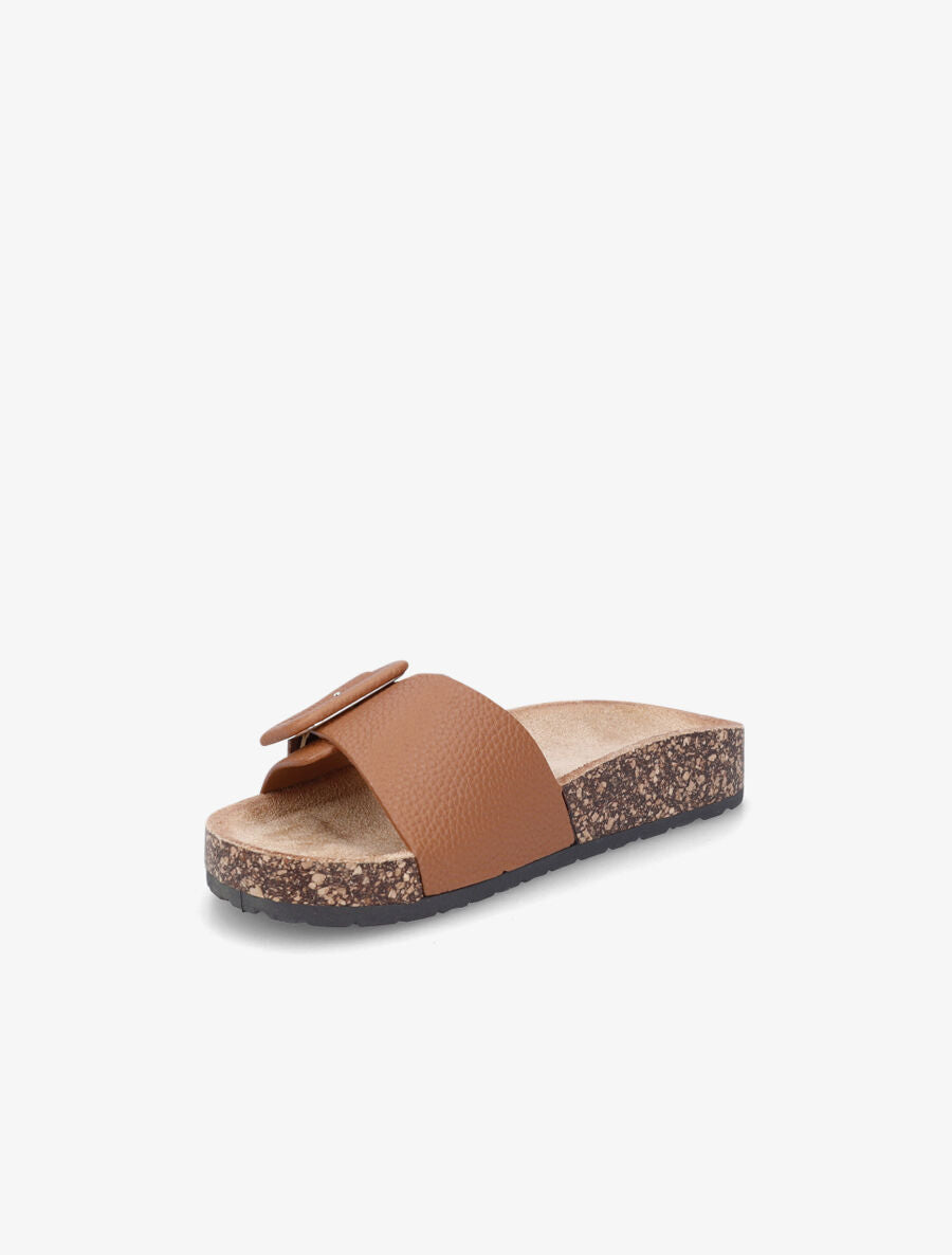 Claquettes en simili à semelle effet liège - Camel - 3
