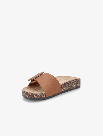 Claquettes en simili à semelle effet liège - Camel - 3