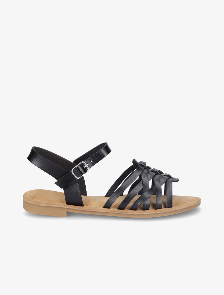 Nu-pieds en simili style spartiates - Noir - 5