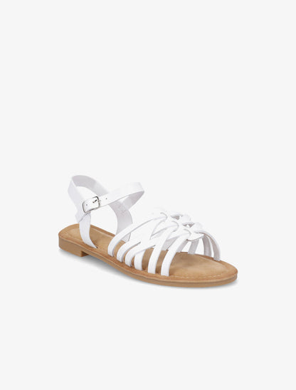 Nu-pieds en simili style spartiates - Blanc - 2