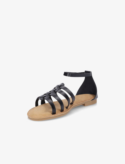 Nu-pieds en simili style spartiates - Noir - 3