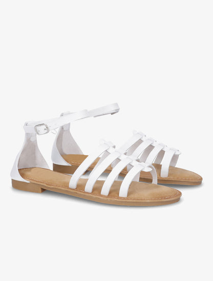 Nu-pieds en simili style spartiates - Blanc - 4