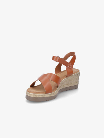 Sandales compensées à brides croisées - Camel - 3