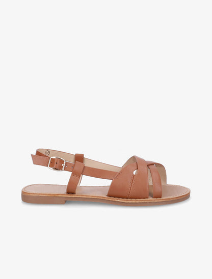 Nu-pieds en simili brides croisées - Camel - 5