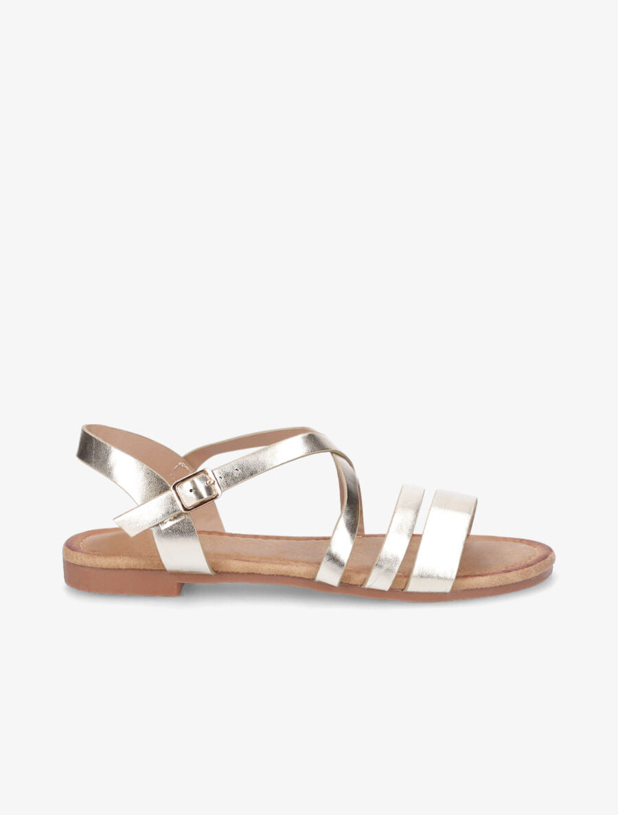 Nu-pieds en simili à brides croisées - Or - 1