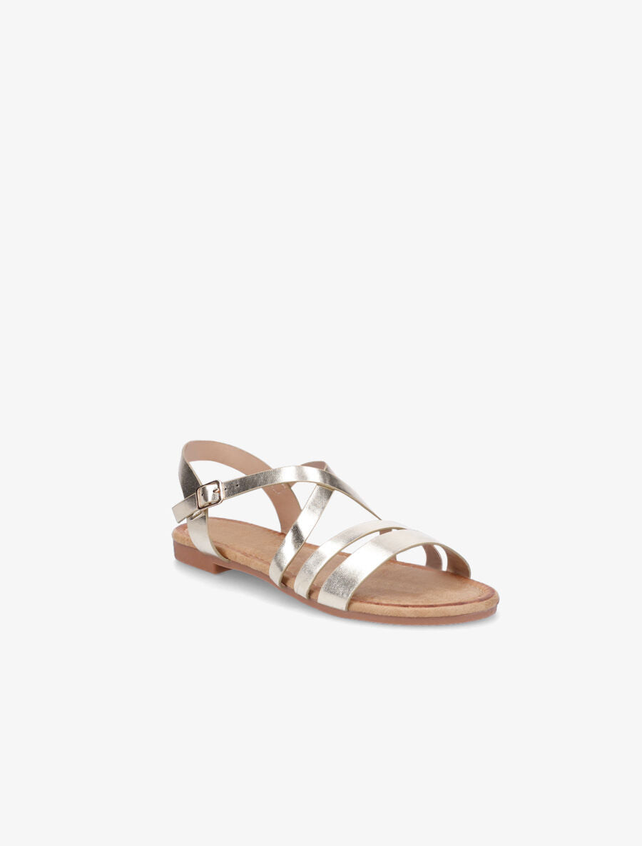 Nu-pieds en simili à brides croisées - Or - 2