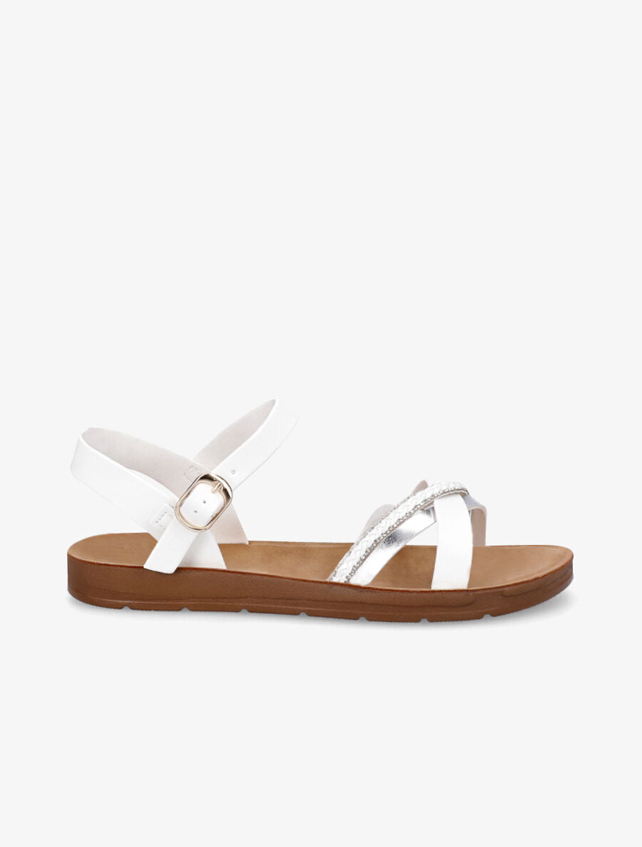 Nu-pieds en simili à strass - Blanc - 1