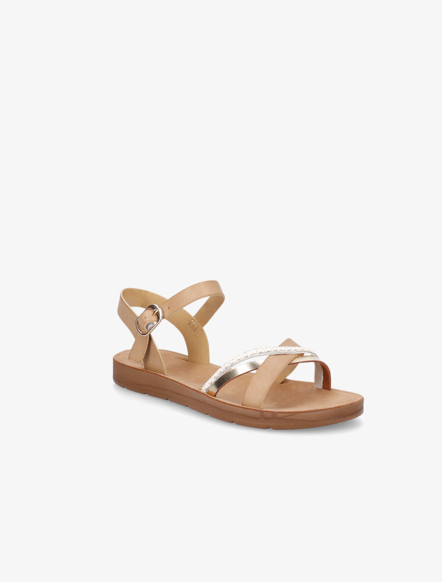 Nu-pieds en simili à strass - Beige - 2