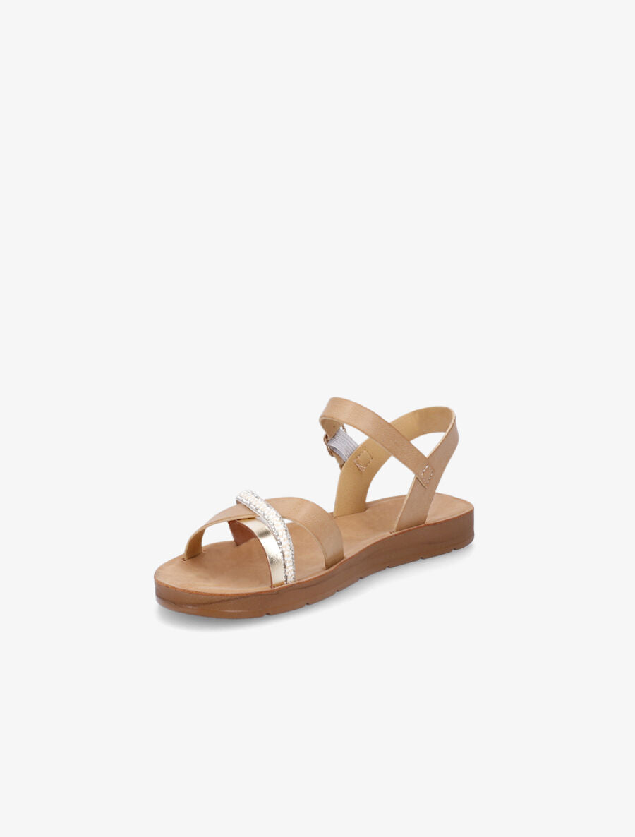 Nu-pieds en simili à strass - Beige - 3