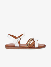 Nu-pieds à brides croisées unies et effet python - Blanc - 5