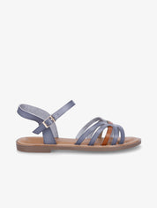 Nu-pieds en simili bicolore - Bleu - 1