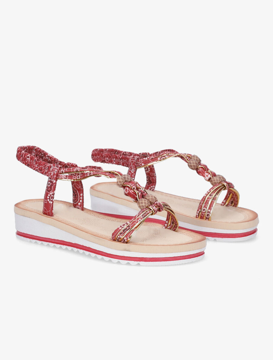 Nu-pieds imprimés à perles - Rouge - 4