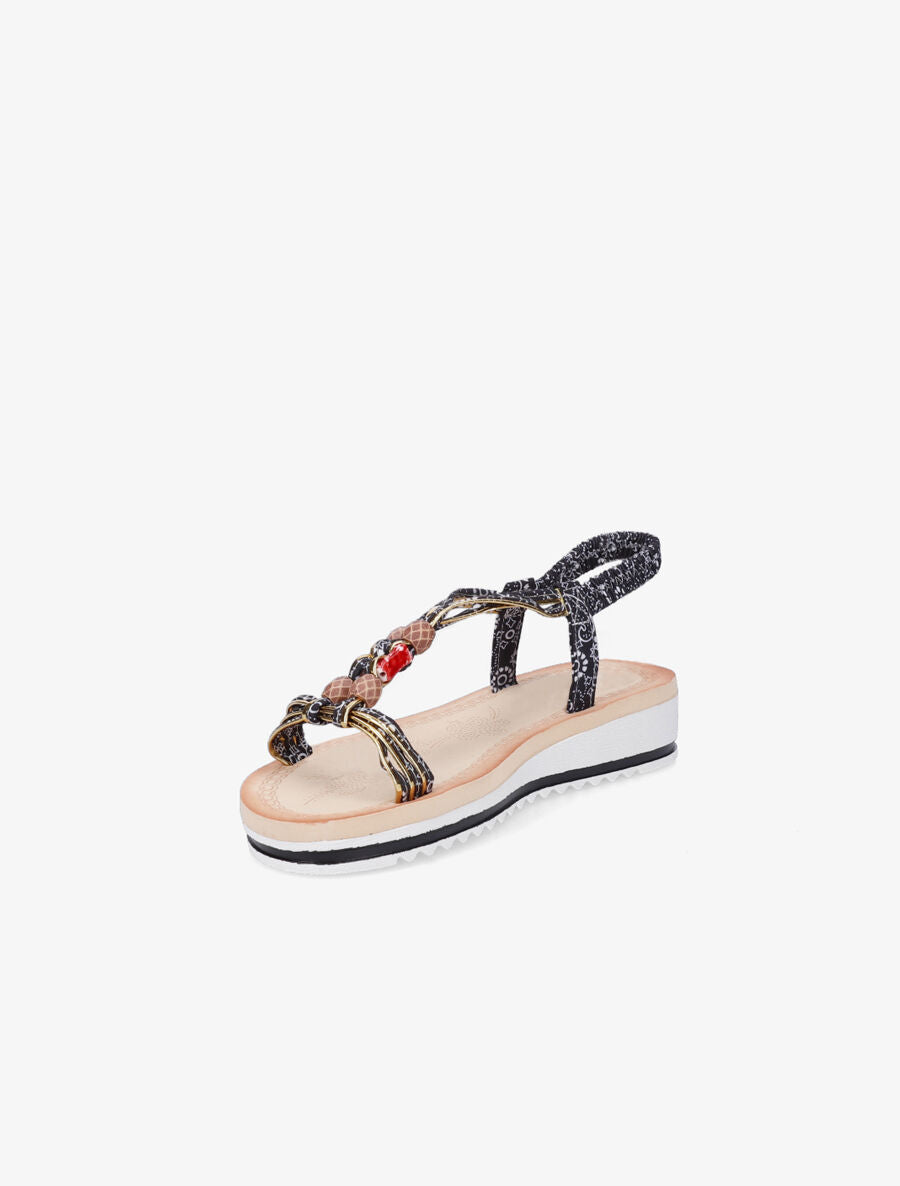 Nu-pieds imprimés à perles - Noir - 3