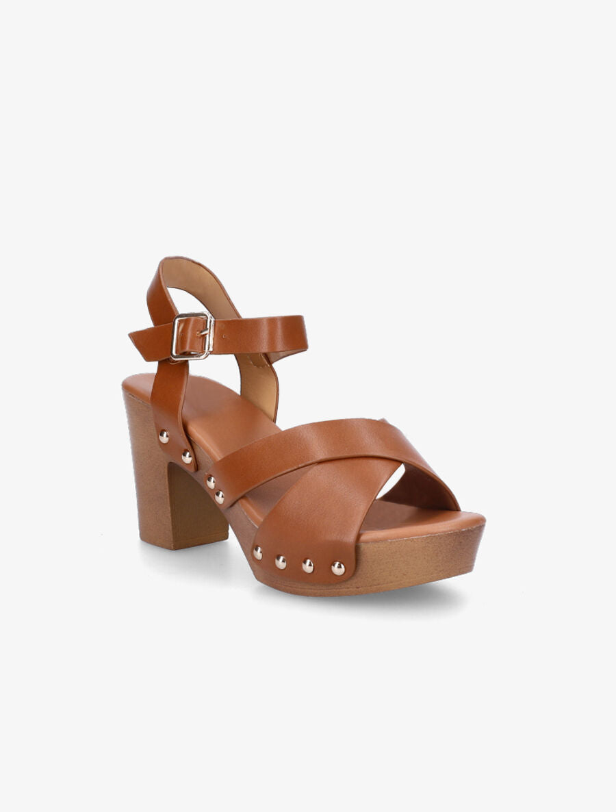 Sandales hautes style sabot - Camel - 2