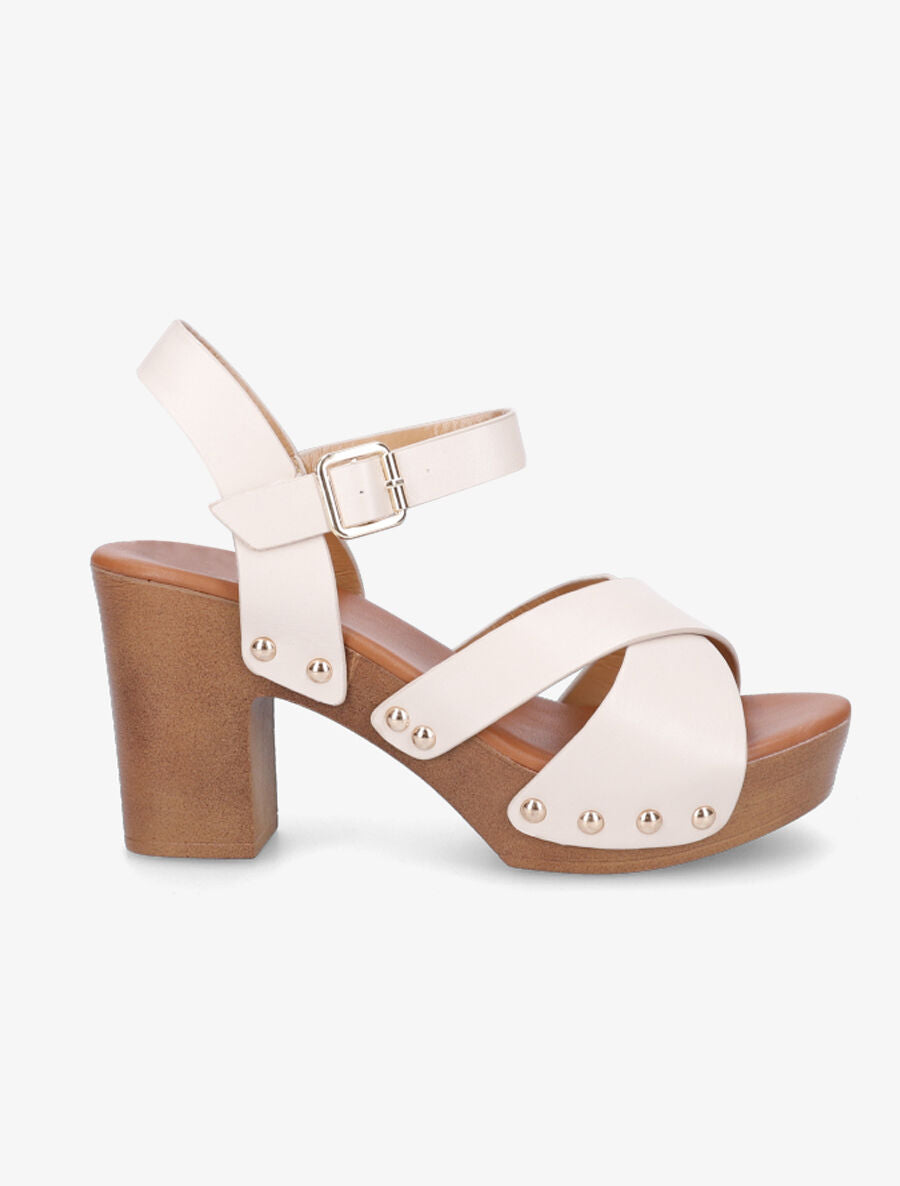 Sandales hautes style sabot - Beige - 1