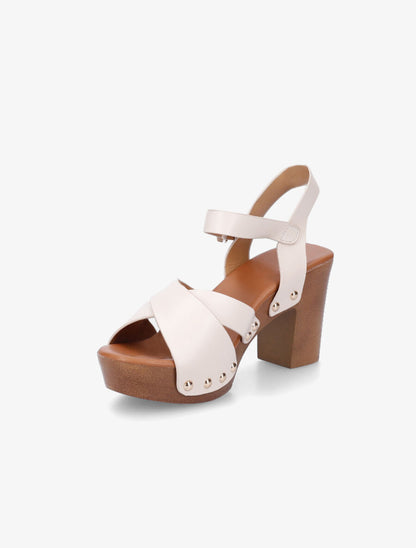 Sandales hautes style sabot - Beige - 3