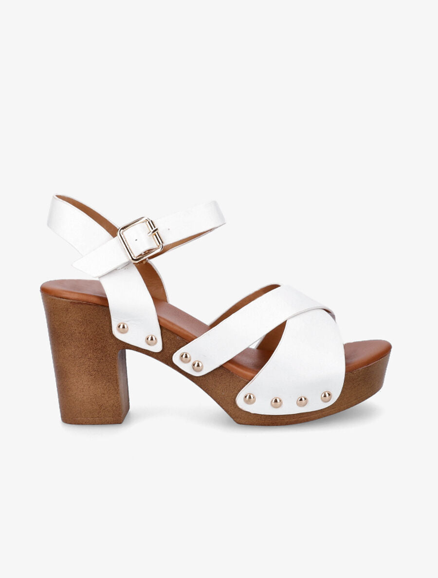 Sandales hautes style sabot - Blanc - 5