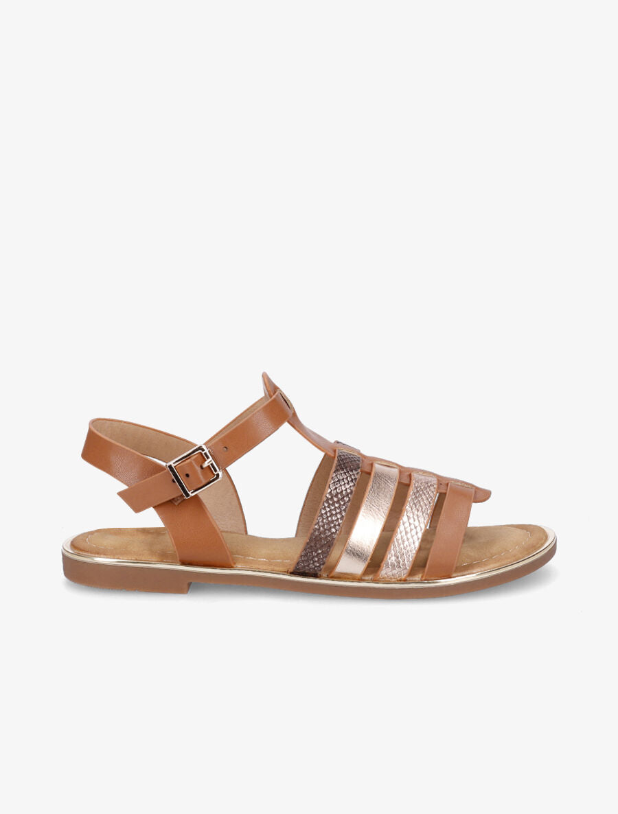 Nu-pieds en simili à multibrides - Camel - 1