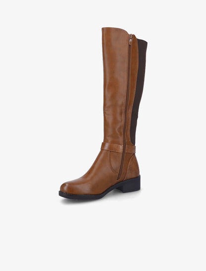 Bottes unies à détails effet croco - Camel - 4
