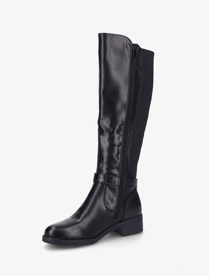 Bottes unies à détails effet croco - Noir - 3