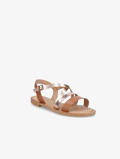 Nu-pieds multibrides irisées - Camel - 2