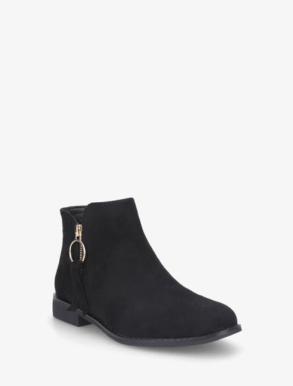 Bottines plates en suédine à double zips - Noir - 2