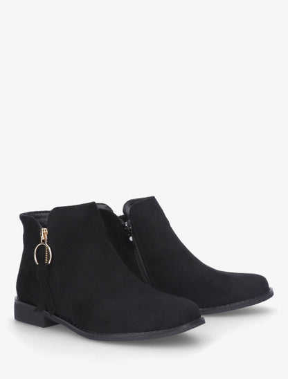 Bottines plates en suédine à double zips - Noir - 4