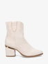 Bottines en suédine à talon stylisé - Crème - 1