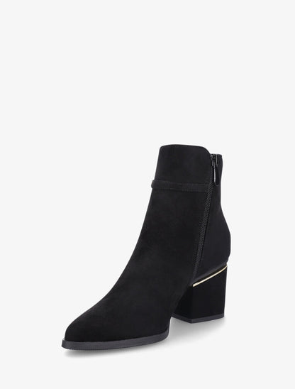 Bottines à talon stylisé et bijoux strassés - Noir - 3