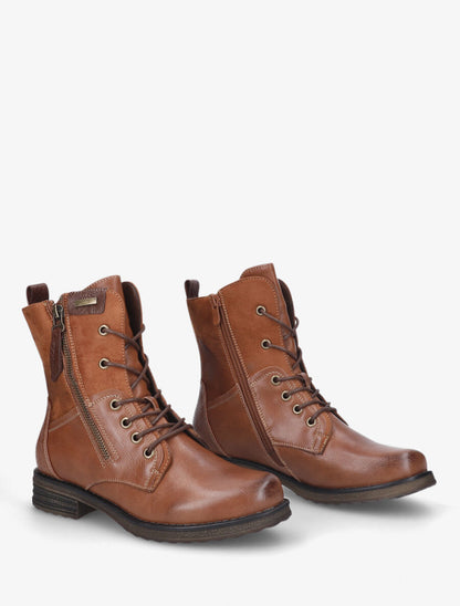 Rangers à zip en simili et suédine - Camel - 4