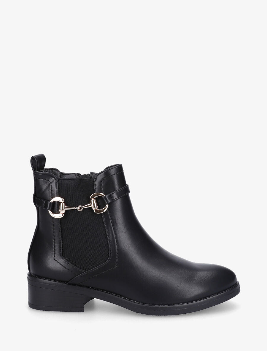 Bottines élastiquées en simili - Noir - 5