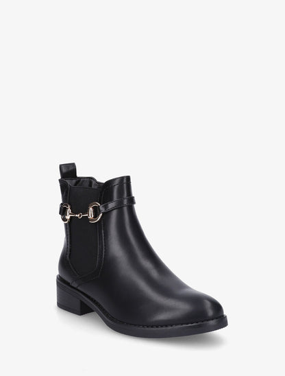Bottines élastiquées en simili - Noir - 2
