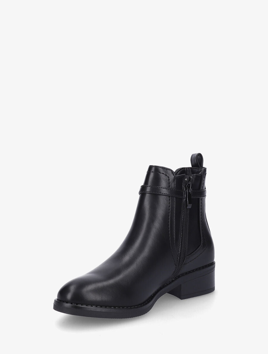 Bottines élastiquées en simili - Noir - 3